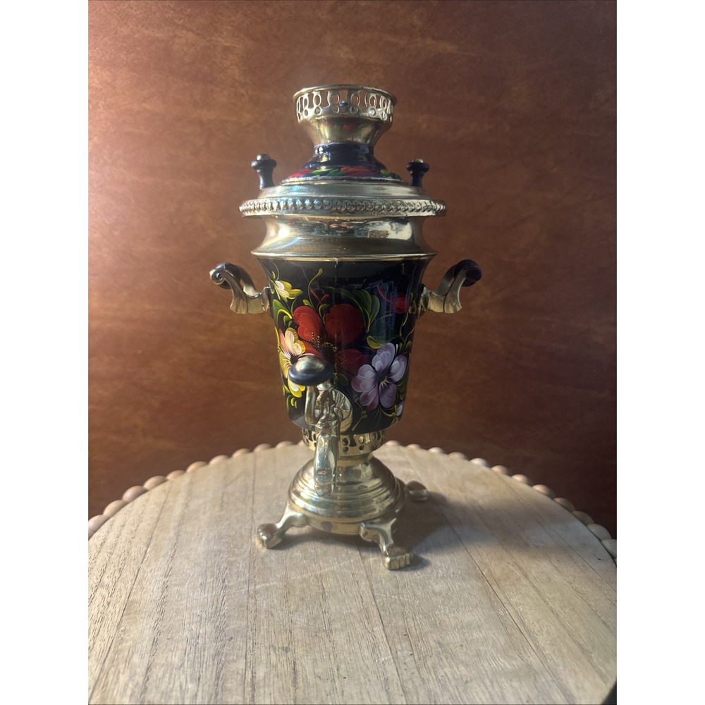 vintage samovar TULA Khokhloma painting Soviet samovar USSR Teapot